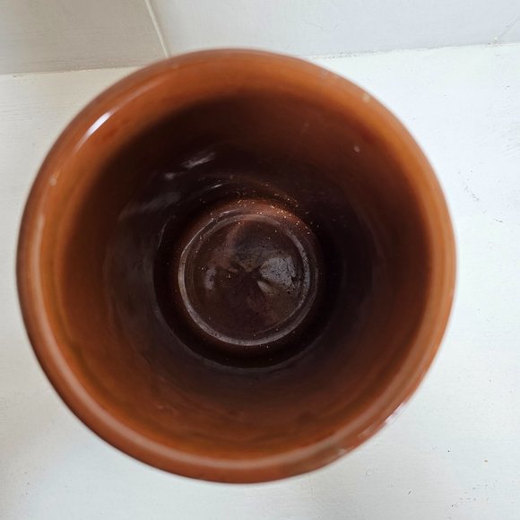 Noemi Italy Vase/Utensil Holder; Brown; Pottery; Ceramic; Drip Glazed; Vintage - Picture 4 of 7